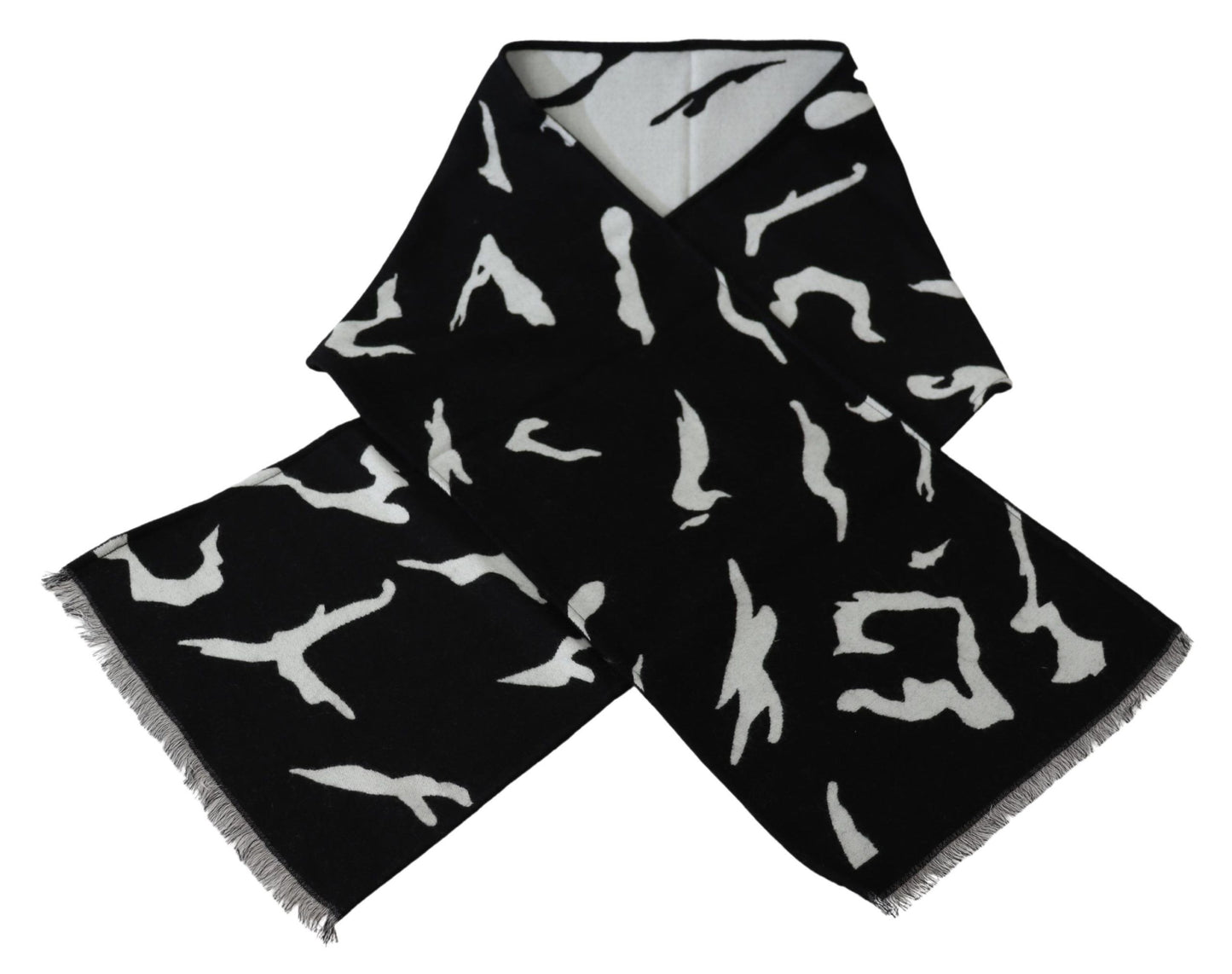 Givenchy Elegant Unisex Wool-Silk Scarf in Black & White