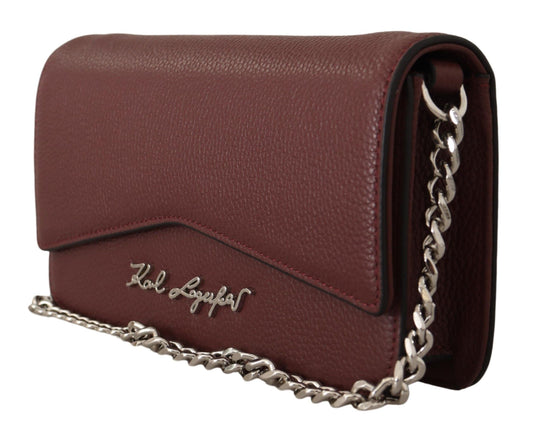 Karl Lagerfeld Wine Leather Evening Clutch Bag