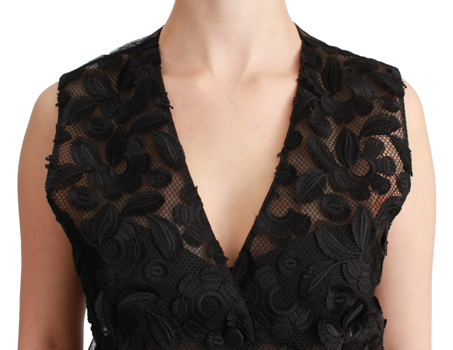 Dolce & Gabbana Black Floral Brocade Top Gilet Waistcoat