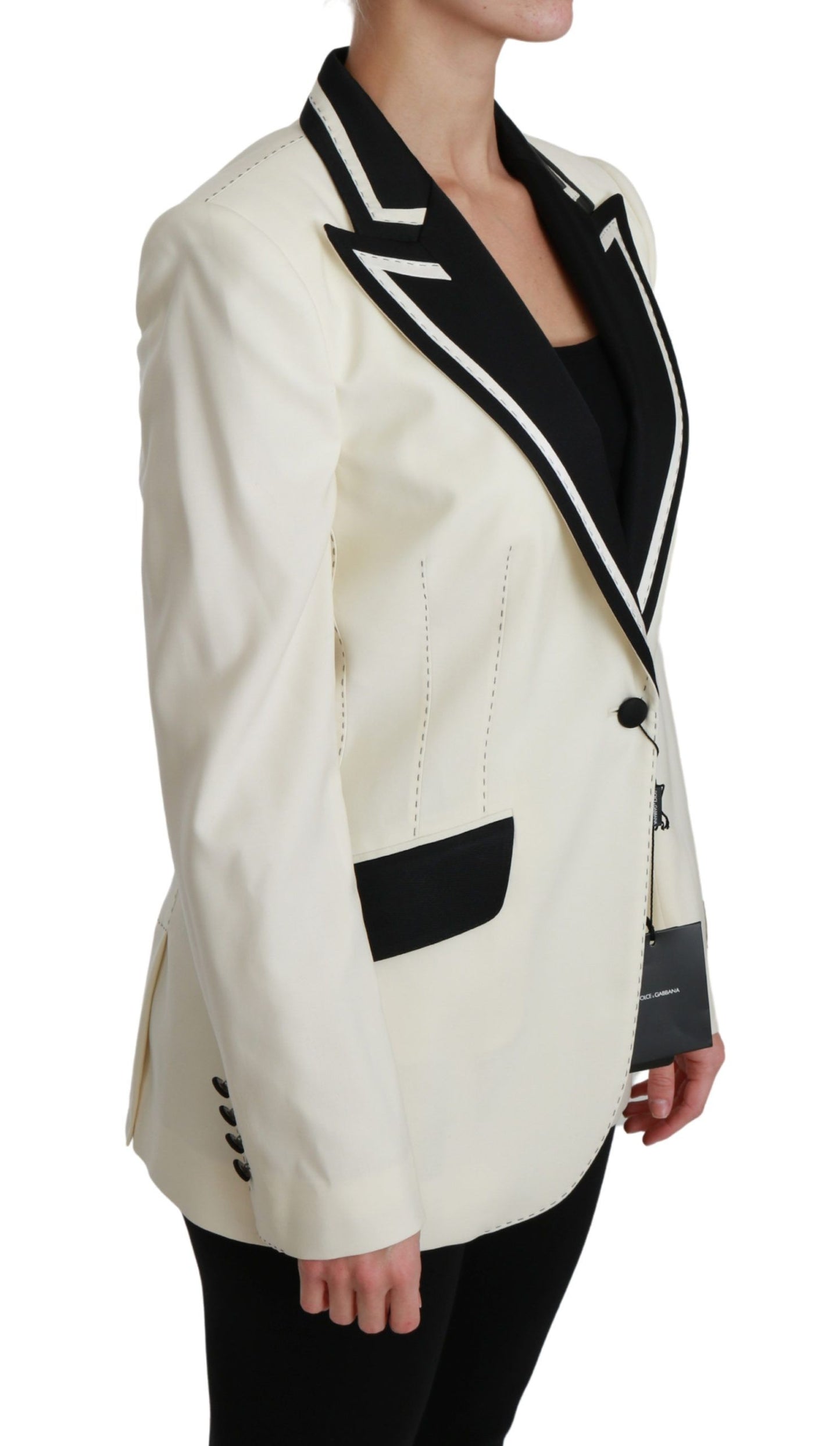 Dolce & Gabbana Wool Cream Single Breasted Coat Blazer Jacket