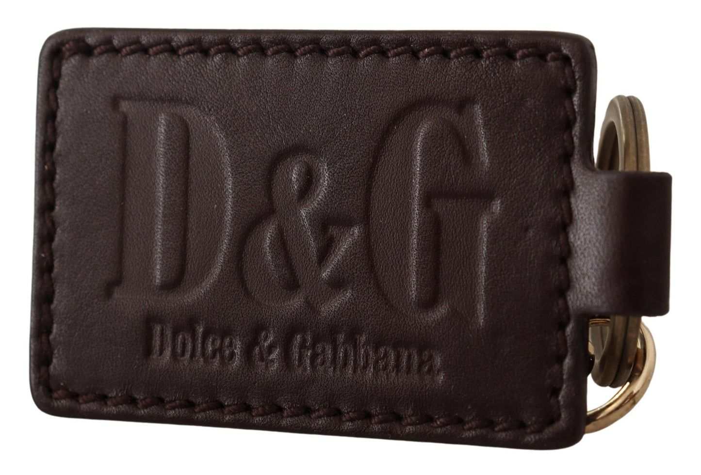 Dolce & Gabbana Elegant Unisex Leather Keyring with Gold Detail