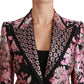 Dolce & Gabbana Black Pink Jacquard Slim Fit Blazer