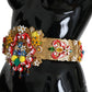 Dolce & Gabbana Golden Floral Crystal Embellished Waist Belt