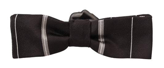 Dolce & Gabbana Elegant Silk Bow Tie in Black and Grey