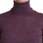 BYBLOS Purple Turtleneck Long Sleeve Pullover Top Wool Sweater