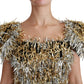 Dolce & Gabbana Elegant Silver Layered Shift Mini Dress