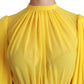 Dolce & Gabbana Yellow Pleated A-line Mini 100% Silk Dress