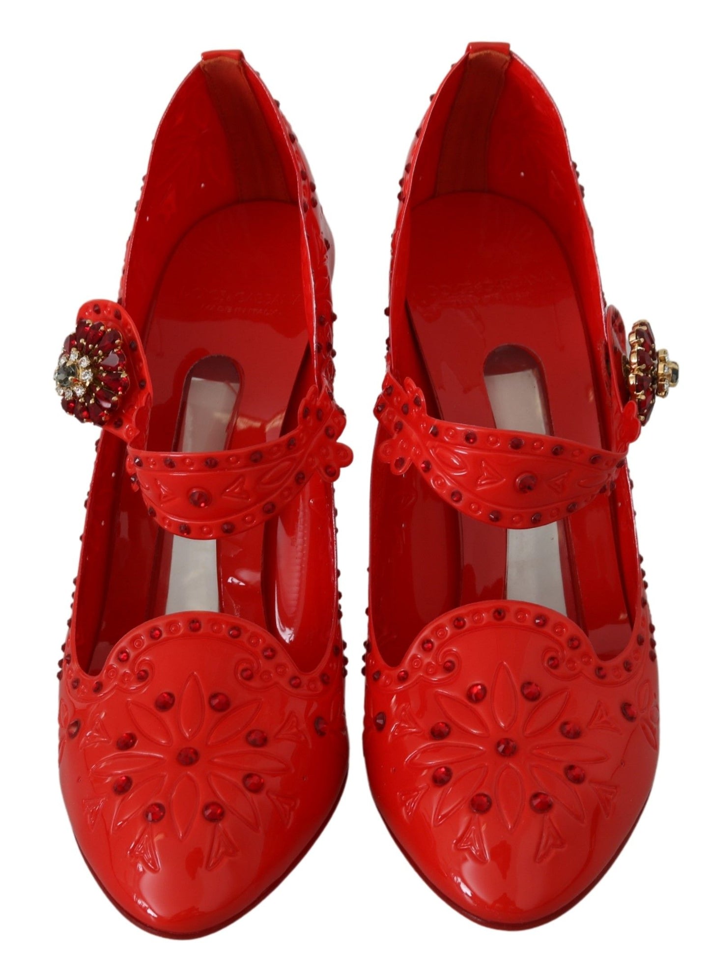 Dolce & Gabbana Red Floral Crystal CINDERELLA Heels Shoes
