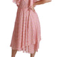 Dolce & Gabbana Silk Pink Polka Dots Pleated A-line Midi Dress