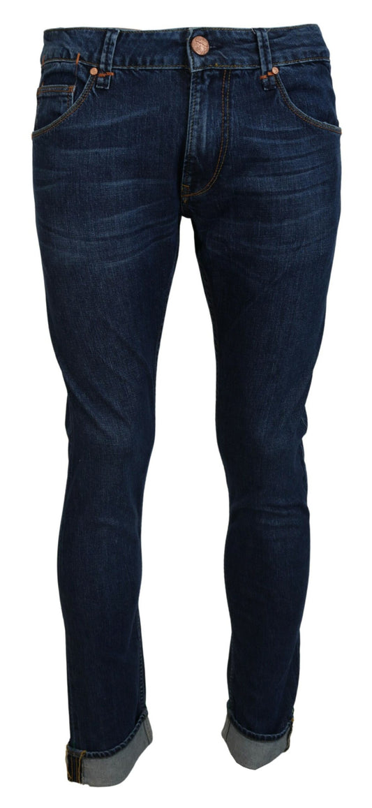Acht Blue Cotton Tapered Slim Fit Men Casual Denim Jeans