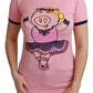 Dolce & Gabbana Pink Crewneck Year of the Pig T-Shirt