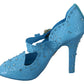 Dolce & Gabbana Blue Floral Crystal CINDERELLA Heels Shoes