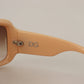 Dolce & Gabbana Beige Cat Eye PVC Frame Brown Lenses Shades Sunglasses