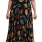 Dolce & Gabbana Black Sea Shells Maxi A-line Midi Silk Dress