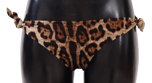 Dolce & Gabbana Bikini Bottom Brown Leopard Print Swimsuit Swimwear