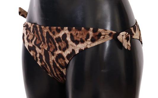Dolce & Gabbana Bikini Bottom Brown Leopard Print Swimsuit Swimwear