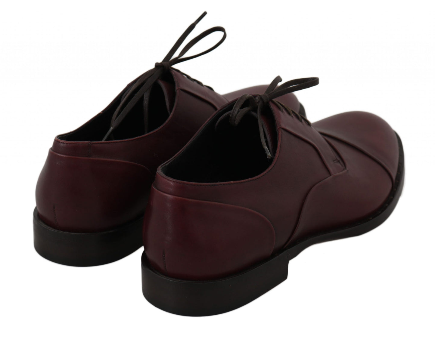 Dolce & Gabbana Red Bordeaux Leather Derby Formal Shoes
