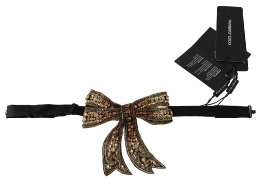 Dolce & Gabbana Elegant Gold Silk Embellished Bowtie