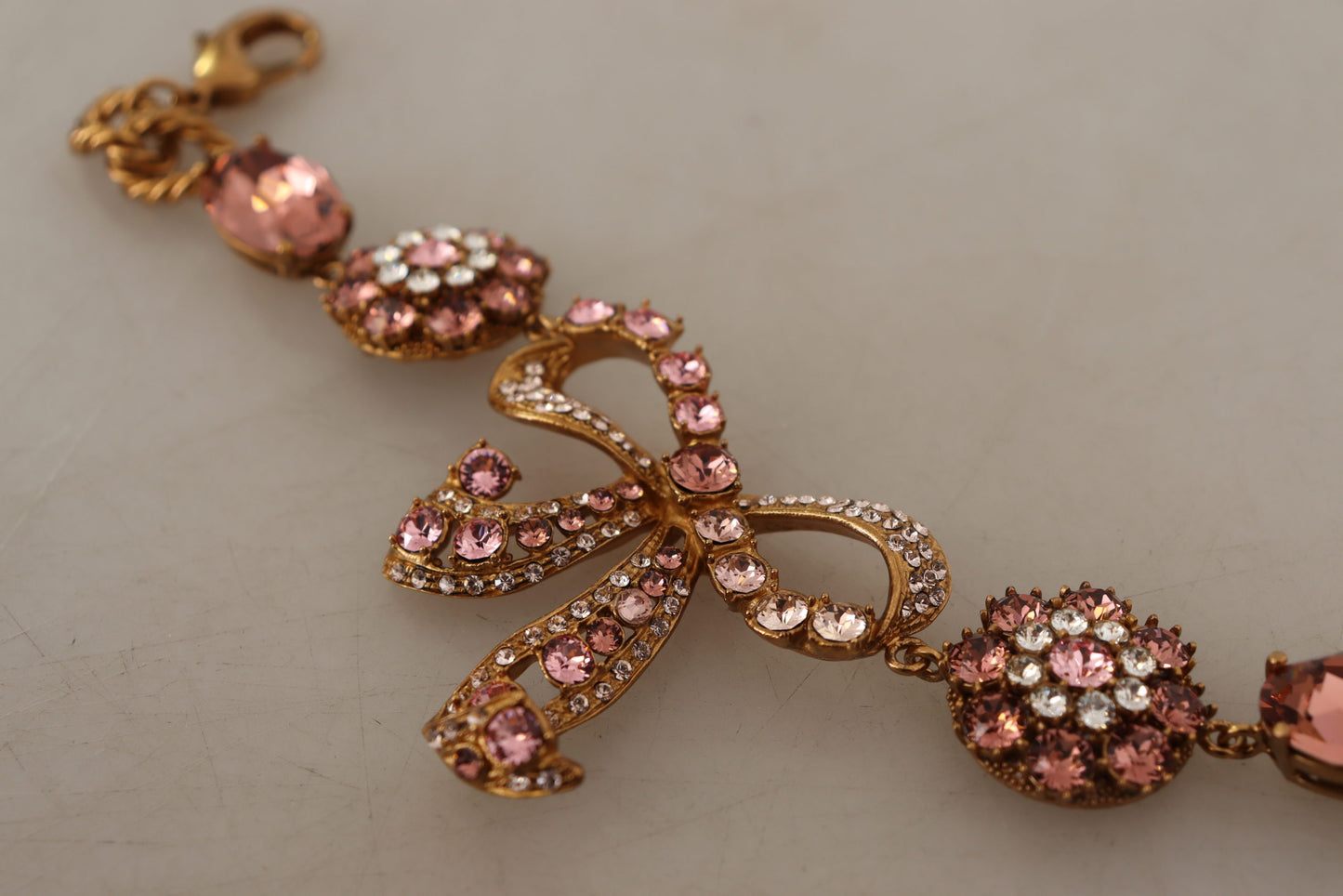 Dolce & Gabbana Elegant Crystal Charm Gold Bracelet