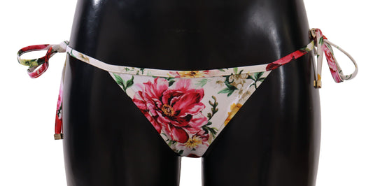 Dolce & Gabbana Chic Floral Print Bikini Bottom with Drawstrings