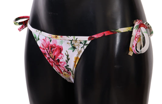 Dolce & Gabbana Chic Floral Print Bikini Bottom with Drawstrings
