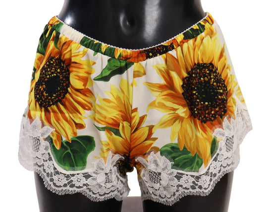 Dolce & Gabbana Sunflower Lace Lingerie Shorts - Silk Blend