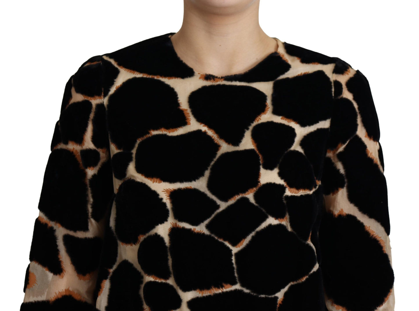 Dolce & Gabbana Black Giraffe Print Shift Mini Dress