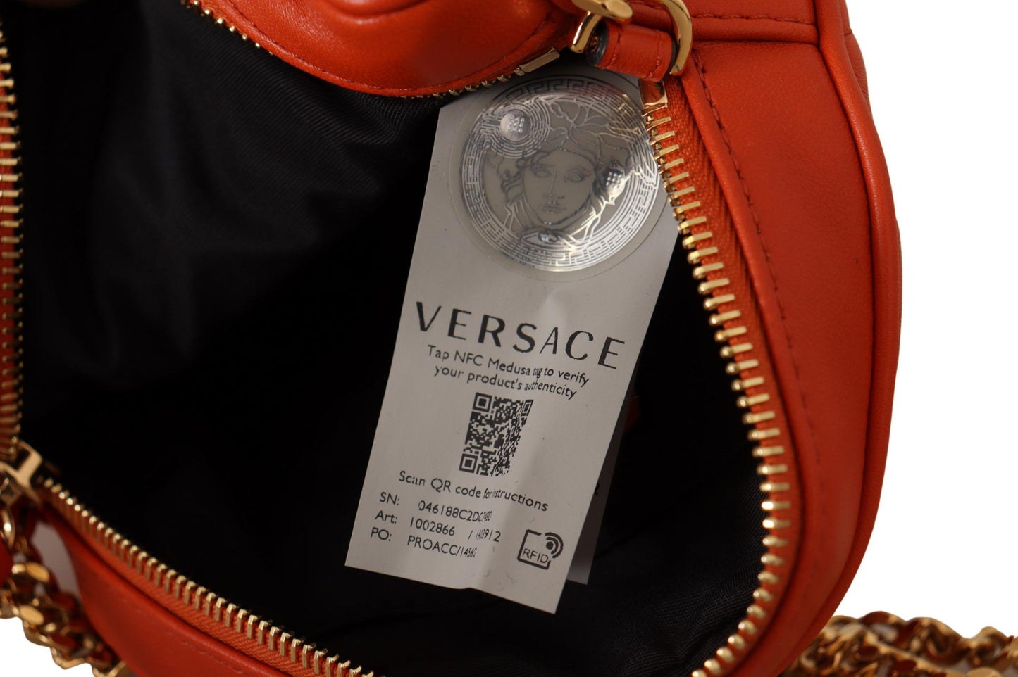 Versace Elegant Round Nappa Leather Crossbody Bag