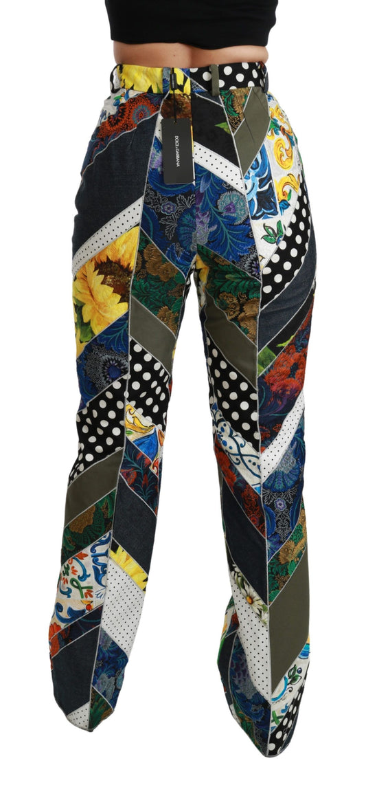 Dolce & Gabbana Elegant High Waist Multicolor Straight Pants