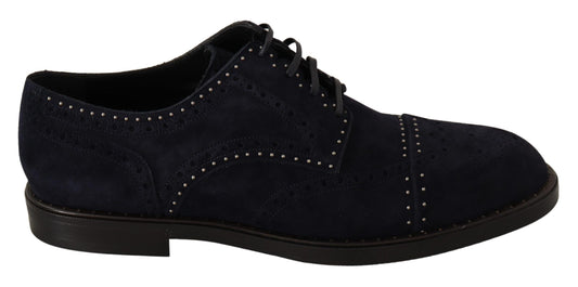 Dolce & Gabbana Elegant Suede Derby Shoes with Silver Studs