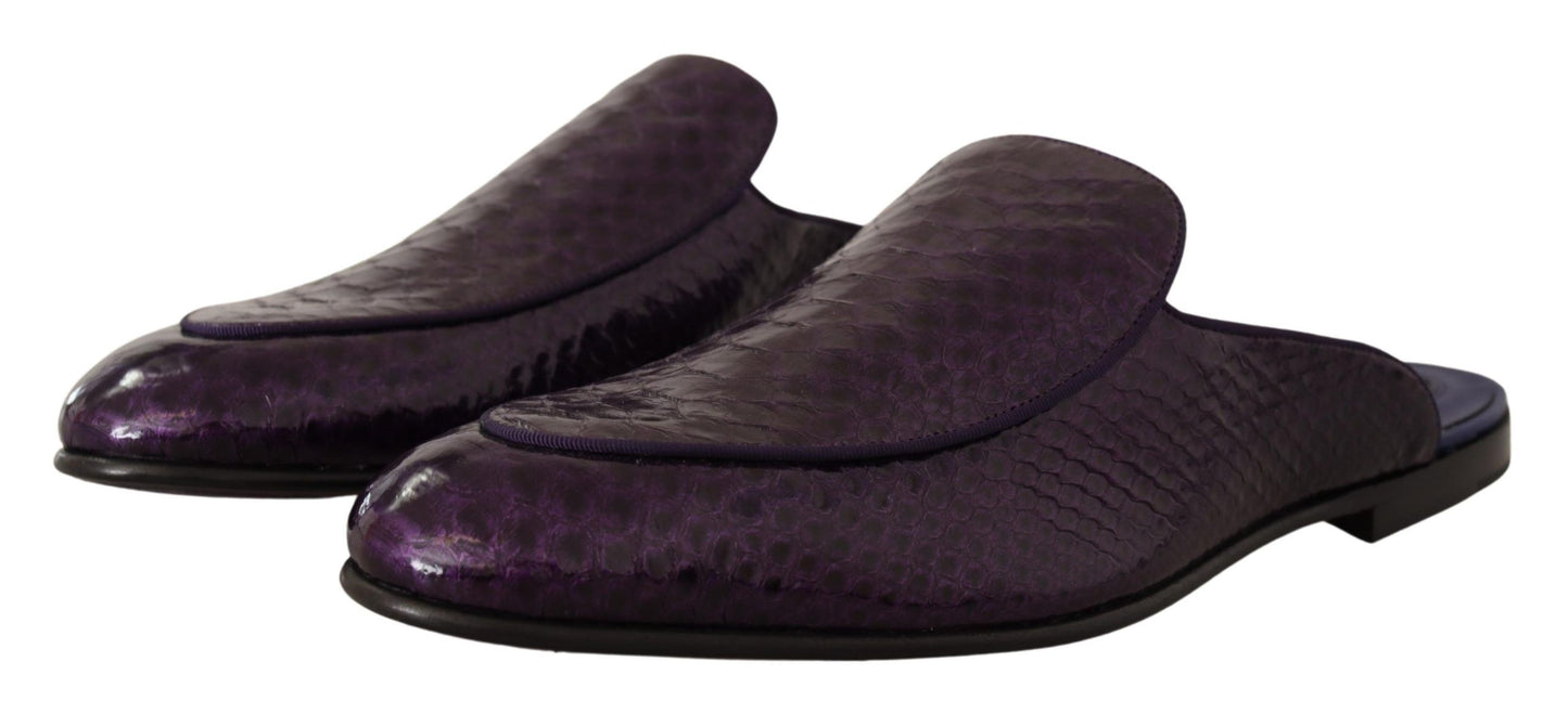 Dolce & Gabbana Purple Exotic Leather Flats Slides Shoes