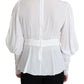 Dolce & Gabbana White Blouse Ascot Collar Lantern Sleeves Top