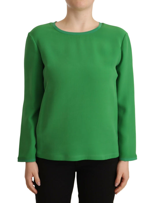 Armani Green Silk Long Sleeves Round Neck Sweater