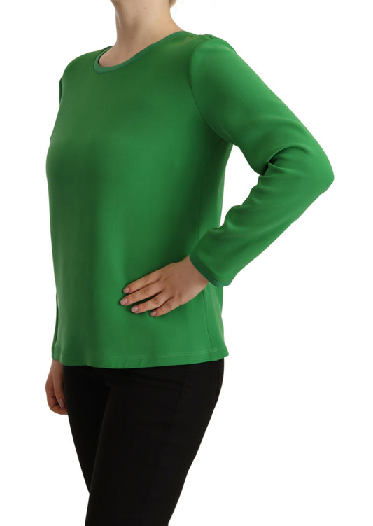 Armani Green Silk Long Sleeves Round Neck Sweater