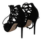 Dolce & Gabbana Black Suede Strap Stilettos Shoes Sandals