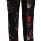 Dolce & Gabbana Floral Print Black Boot Cut Trouser Pants