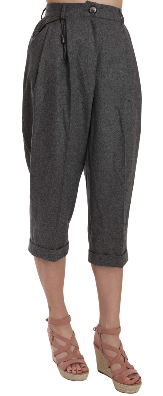 Dolce & Gabbana Elegant Gray Wool-Cashmere Pleated Trousers