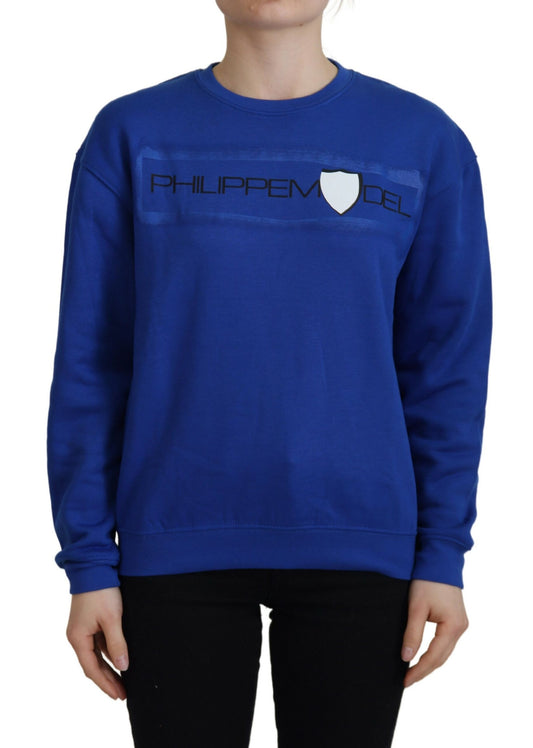 Philippe Model Blue Printed Long Sleeves Pullover Sweater