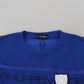 Philippe Model Chic Blue Printed Long Sleeve Pullover Sweater