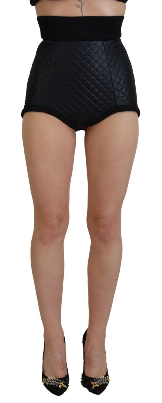 Dolce & Gabbana Black Quilted High Waist Hot Pants Shorts