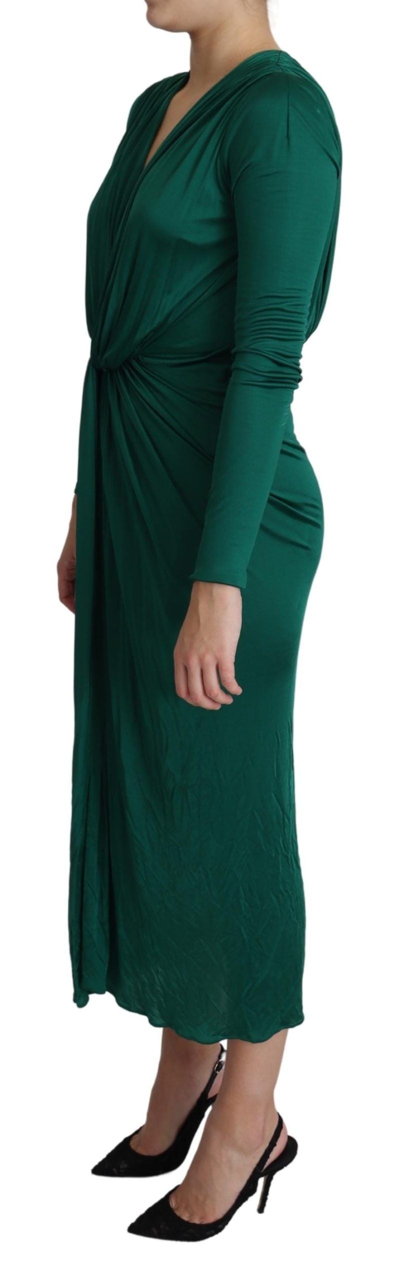 Dolce & Gabbana Green Fitted Silhouette Midi Viscose Dress