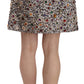 Dolce & Gabbana Silver Crystal Bow High Waist Mini Skirt