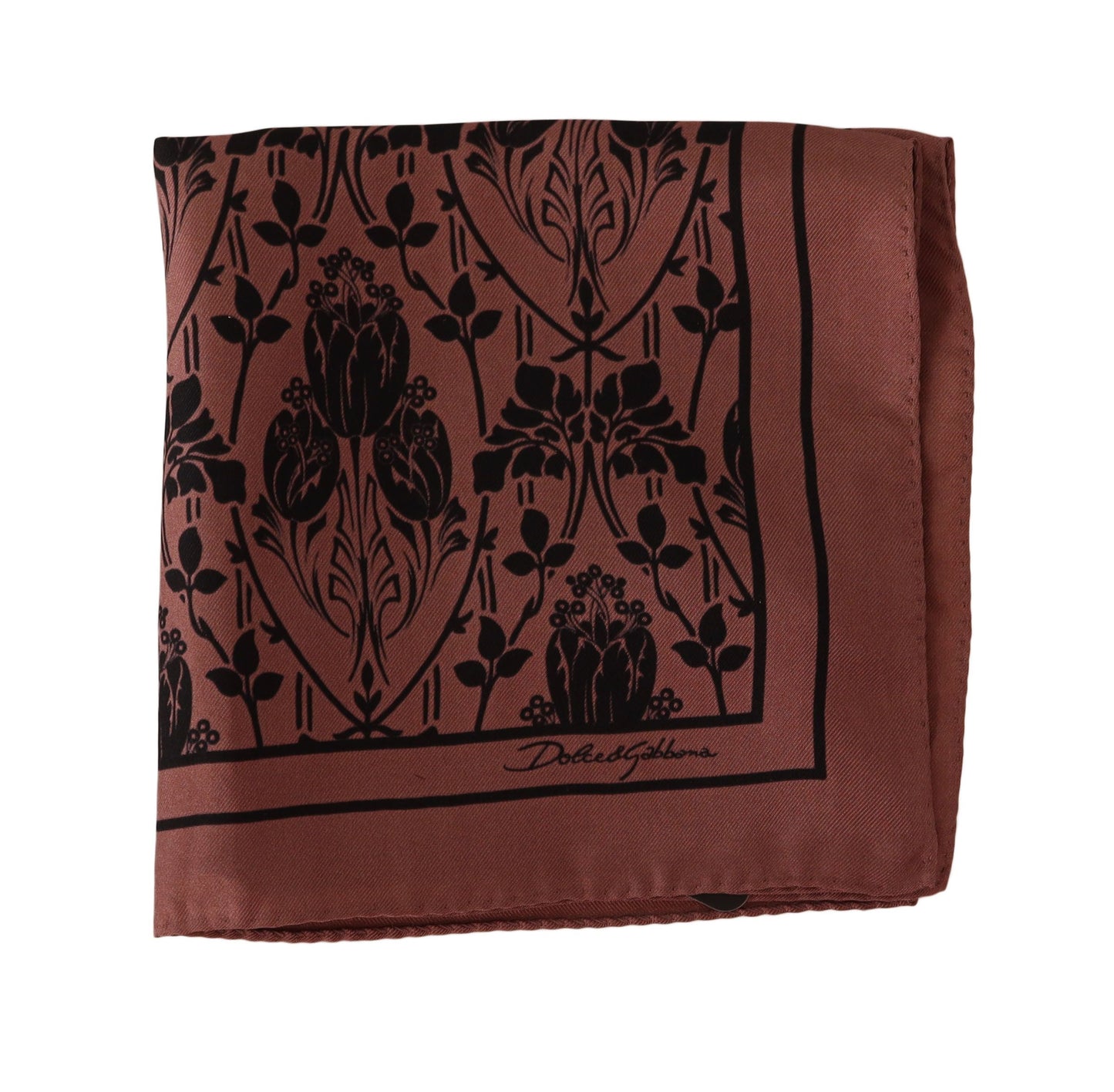 Dolce & Gabbana Brown Floral Silk Square Handkerchief Scarf