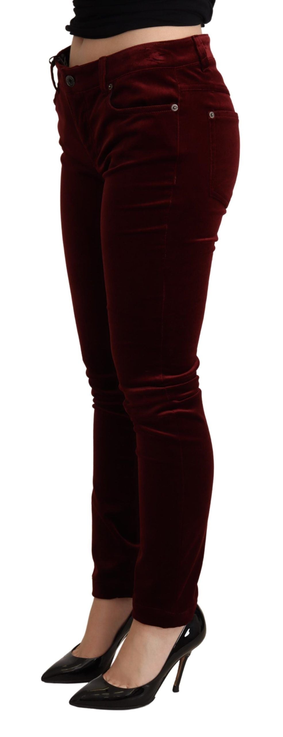 Dolce & Gabbana Bordeaux Red Velvet Skinny Trouser