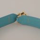 Dolce & Gabbana Elegant Blue Leather Bag Strap with Gold Accents