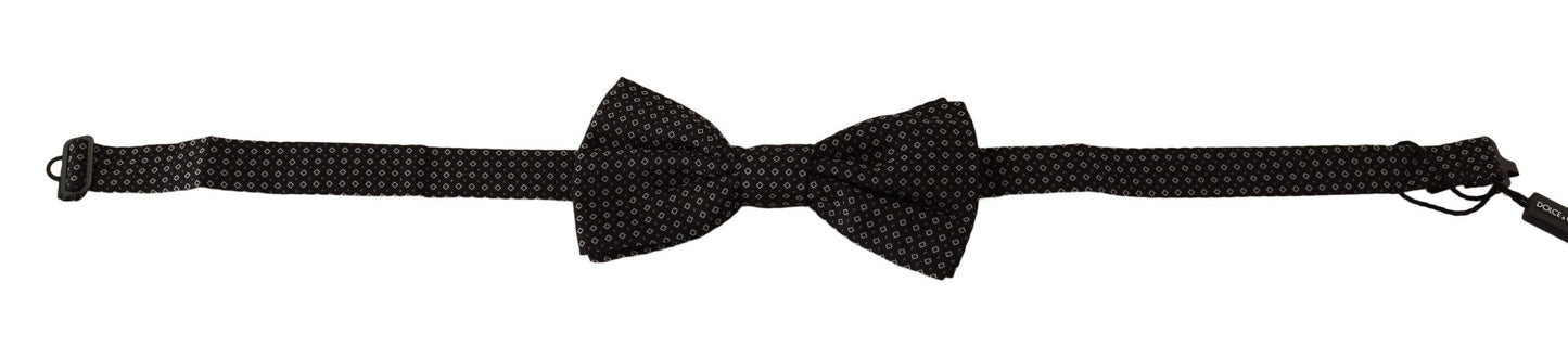 Dolce & Gabbana Black Patterned Adjustable Neck Papillon Bow Tie