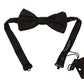 Dolce & Gabbana Black Patterned Adjustable Neck Papillon Bow Tie