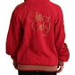 John Galliano Red Full Zip Jacket Sweatshirt Hooded Sweater