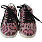 Dolce & Gabbana Pink Leopard Print Training Leather Flat Sneakers