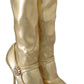 Dolce & Gabbana Elegant Gold Ankle Boots Socks with Rhinestones